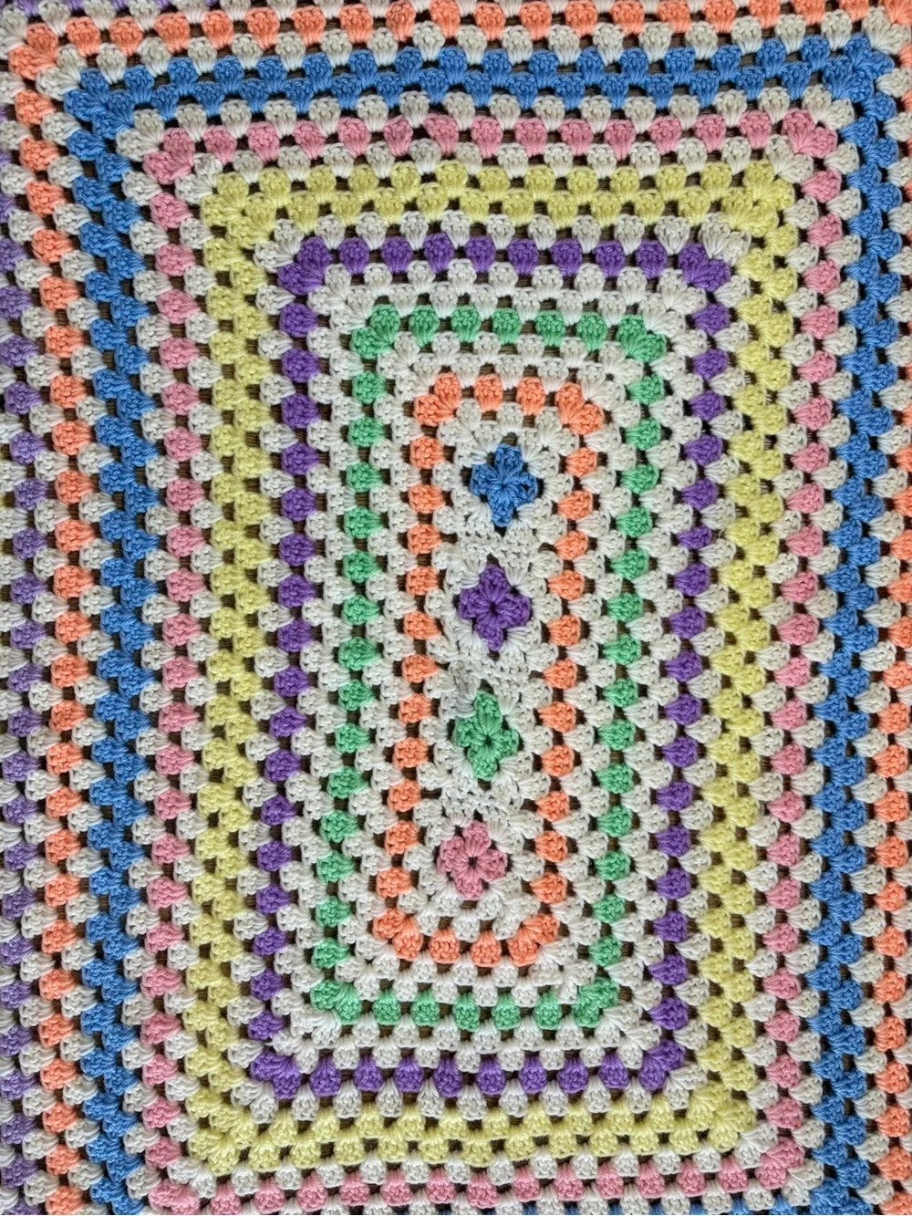 handmade crochet granny square cottagecore grandmacore pastel blanket